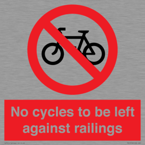 No cycles to be left against railings
